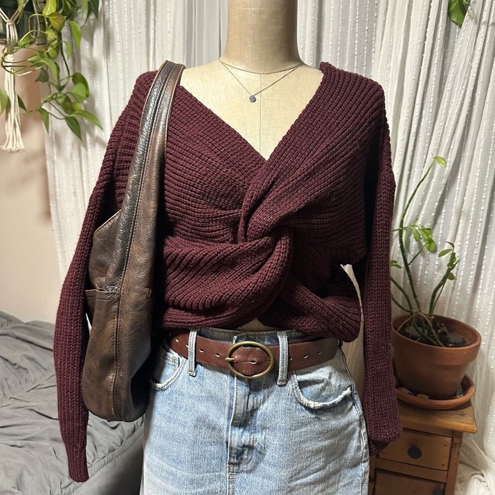 Iris Deep Burgundy V-Neck Sweater